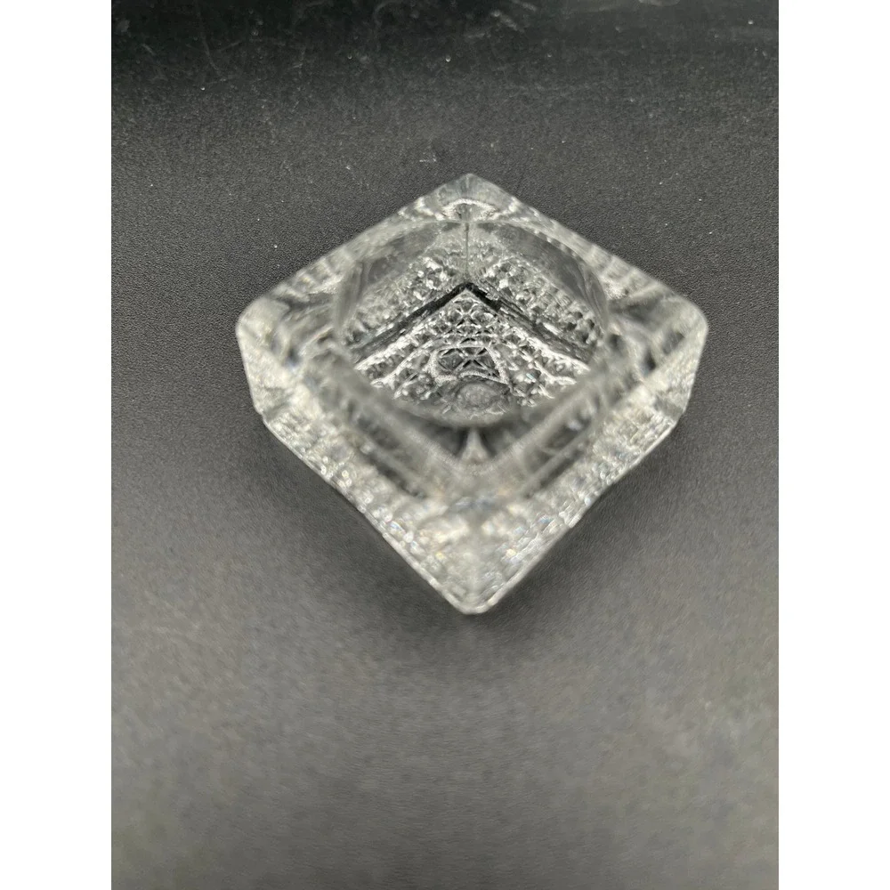 Set of 3 Clear Square Glass Plastic Salt Cellars Salt Dip‎ All Different